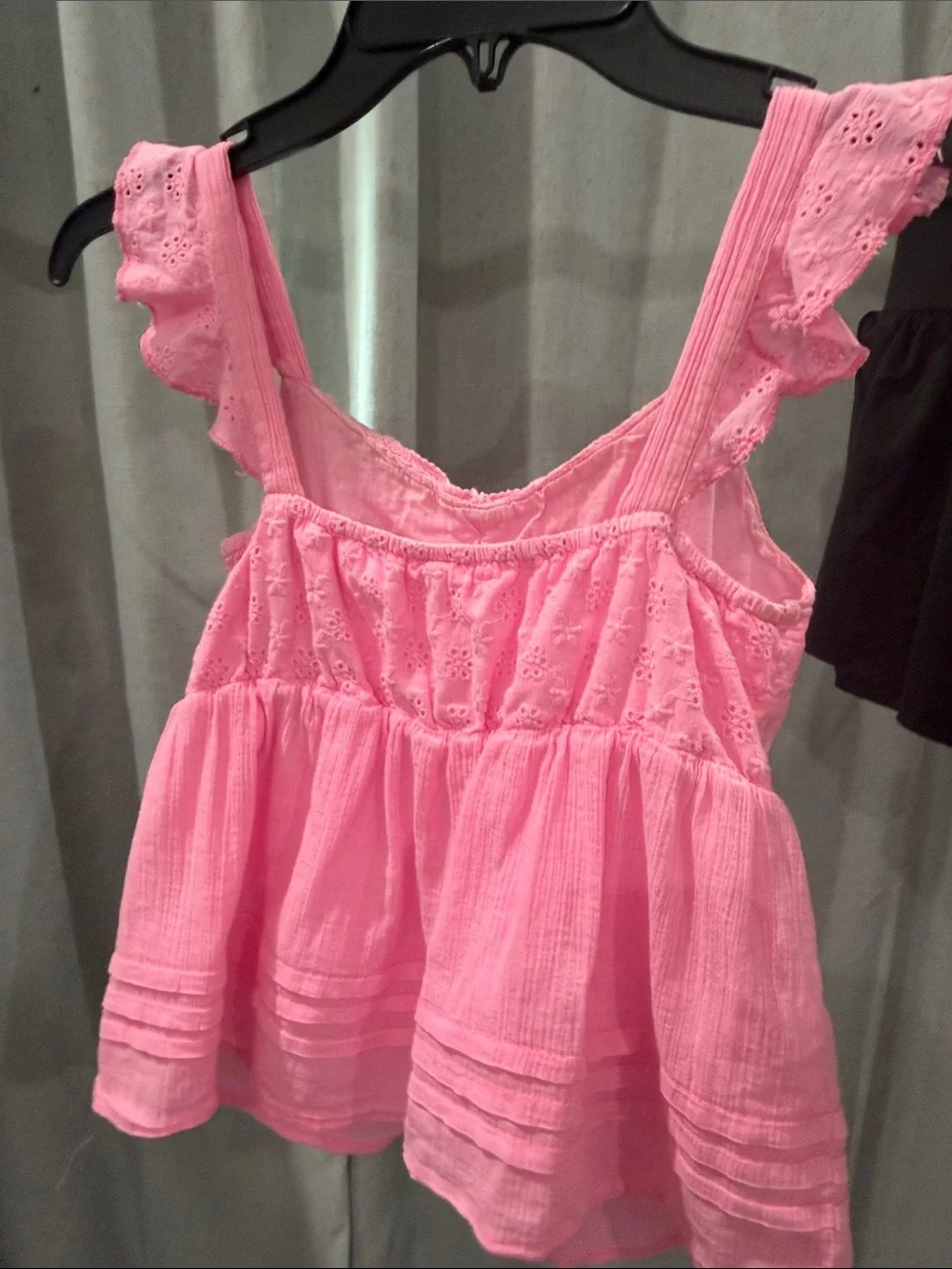 Justice Pink Eyelet Ruffle Strap Tank Top